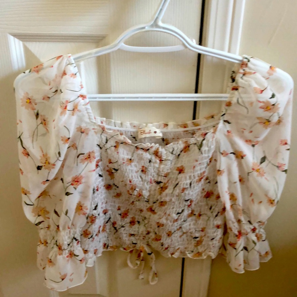 Floral smock crop top